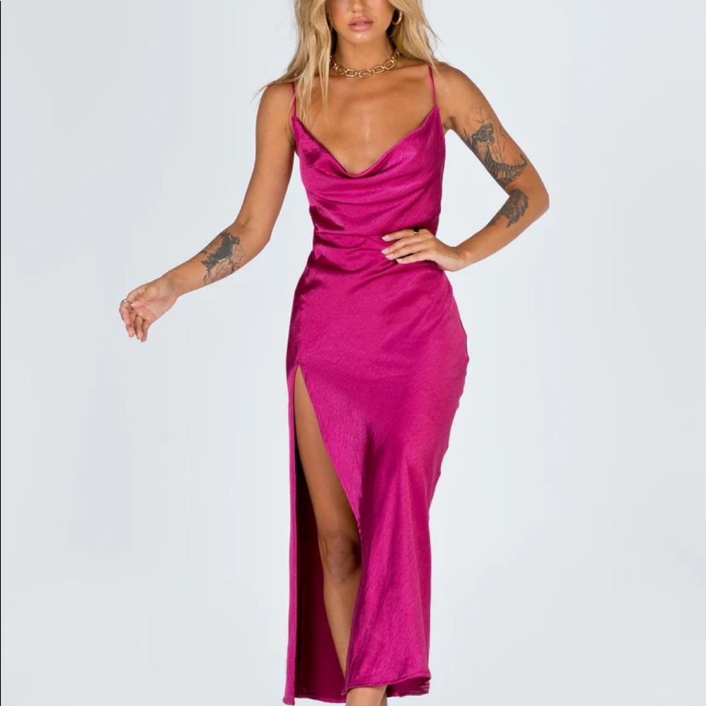 Princess Polly Walk the Line Midi Dress Magenta